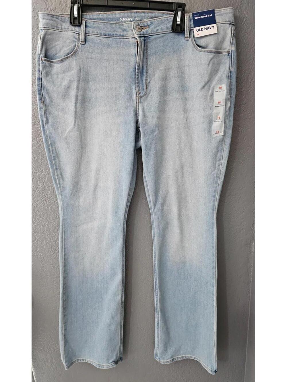 BNWT New Women's Old Navy Wow Boot Cut Denim Jeans Pants Blue Size 18 Mid-Rise
